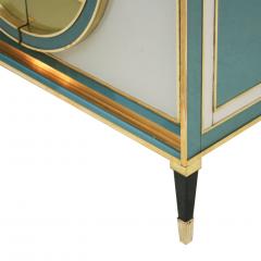 Mid Century Modern Style Brass and Colored Glass Pair of Italian Sideboards - 2295532