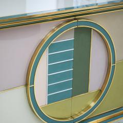 Mid Century Modern Style Brass and Colored Glass Pair of Italian Sideboards - 2295533