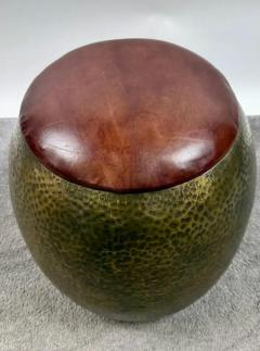 Mid Century Modern Style Bronze Ottoman or Stool with Leather Top a Pair - 4040649