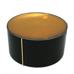 Mid Century Modern Style Colored Glass Metal and Brass Italian Coffee Table - 1231848