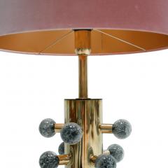 Mid Century Modern Style Grey Murano Glass and Brass Italian Table Lamps - 1231885