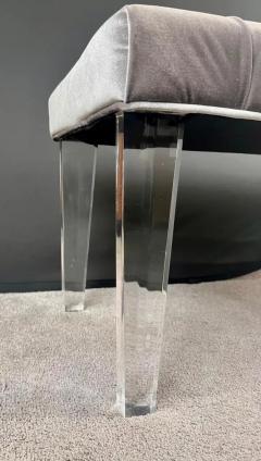 Mid Century Modern Style Grey Velvet Tufted Upholstery Lucite Legs Bunch - 4011517