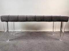 Mid Century Modern Style Grey Velvet Tufted Upholstery Lucite Legs Bunch - 4011520
