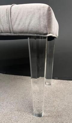 Mid Century Modern Style Grey Velvet Tufted Upholstery Lucite Legs Bunch - 4011521