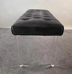 Mid Century Modern Style Grey Velvet Tufted Upholstery Lucite Legs Bunch - 4011523