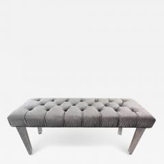 Mid Century Modern Style Grey Velvet Tufted Upholstery Lucite Legs Bunch - 4014661