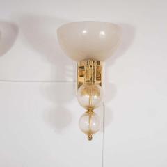 Mid Century Modern Style Ivory Powder Coated Metal and Brass Sconces Italy - 1260244
