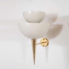 Mid Century Modern Style Ivory Powder Coated Metal and Brass Sconces Italy - 1260245