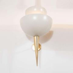 Mid Century Modern Style Ivory Powder Coated Metal and Brass Sconces Italy - 1260252