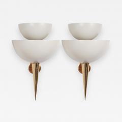 Mid Century Modern Style Ivory Powder Coated Metal and Brass Sconces Italy - 1262652