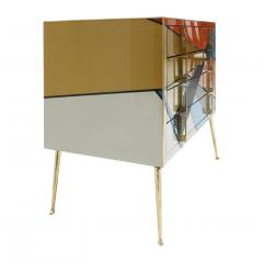 Mid Century Modern Style Murano Colored Glass and Brass Italian Commode - 1888504