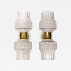 Mid Century Modern Style Murano Glass and Brass Pair of Italian Sconces - 2451495
