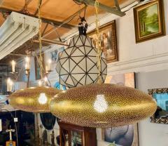 Mid Century Modern Style Oval Spaceship Brass Pendant or Lantern - 3932536