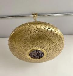 Mid Century Modern Style Oval Spaceship Brass Pendant or Lantern a Pair - 3037304