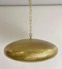 Mid Century Modern Style Oval Spaceship Brass Pendant or Lantern a Pair - 3037311