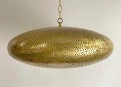 Mid Century Modern Style Oval Spaceship Brass Pendant or Lantern a Pair - 3037312
