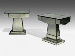 Mid Century Modern Style Painted Wood Distressed Glass Mirrored Nightstands - 4606057