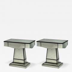 Mid Century Modern Style Painted Wood Distressed Glass Mirrored Nightstands - 4606083