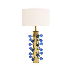 Mid Century Modern Style Pair of Brass and Murano Glass Italian Table Lamps - 1833123