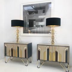 Mid Century Modern Style Pair of Sculptural Murano Glass Italian Table Lamps - 1053875