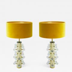 Mid Century Modern Style Pair of Sculptural Murano Glass Italian Table Lamps - 1090962