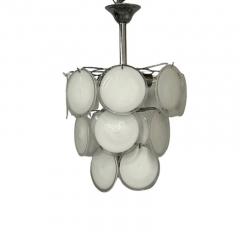 Mid Century Modern Style Small White Murano Glass Disk Chandeliers Pendants - 3376952