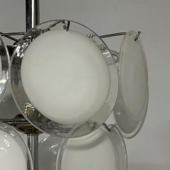 Mid Century Modern Style Small White Murano Glass Disk Chandeliers Pendants - 3376960