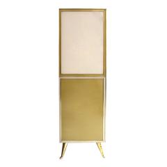 Mid Century Modern Style Solid Wood Colored Glass and Brass Italian Commode - 1890608