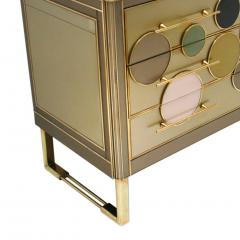 Mid Century Modern Style Solid Wood Glass and Brass Large Italian Commode - 1888515