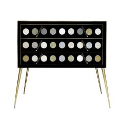 Mid Century Modern Style Solid Wood Murano Glass and Brass Italian Commode - 1889427