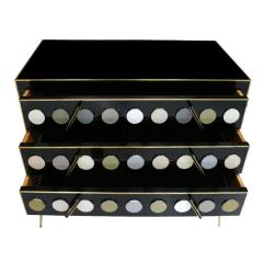 Mid Century Modern Style Solid Wood Murano Glass and Brass Italian Commode - 1889428