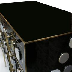 Mid Century Modern Style Solid Wood Murano Glass and Brass Italian Commode - 1889430