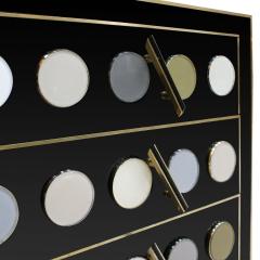 Mid Century Modern Style Solid Wood Murano Glass and Brass Italian Commode - 1889432