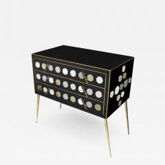 Mid Century Modern Style Solid Wood Murano Glass and Brass Italian Commode - 1892153