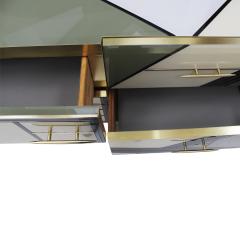 Mid Century Modern Style Solid Wood and Colored Glass Italian Sideboard - 2810393