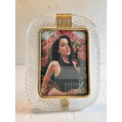 Mid Century Modern Style Transparent Torchon Murano Glass Picture Frame - 4445902