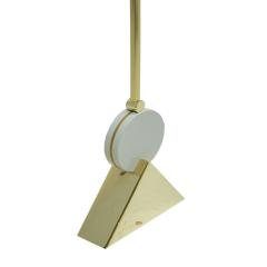 Mid Century Modern Style White Lacquered Wood and Bronze Pendant Lamp - 1231691