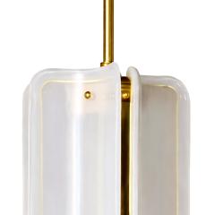 Mid Century Modern Style White Murano Glass And Brass Italian Pendant Lamp - 4504451