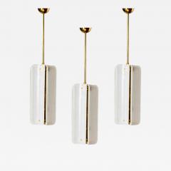 Mid Century Modern Style White Murano Glass And Brass Italian Pendant Lamp - 4504650