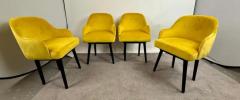 Mid Century Modern Style Yellow Velvet Ebony Dining or Side Chair Set of 4 - 4056600