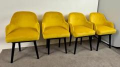 Mid Century Modern Style Yellow Velvet Ebony Dining or Side Chair Set of 4 - 4056601