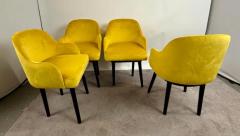 Mid Century Modern Style Yellow Velvet Ebony Dining or Side Chair Set of 4 - 4056602