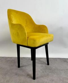 Mid Century Modern Style Yellow Velvet Ebony Dining or Side Chair Set of 4 - 4056603