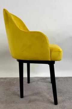 Mid Century Modern Style Yellow Velvet Ebony Dining or Side Chair Set of 4 - 4056606