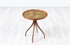 Mid Century Modern Swag Leg Side Table with Leather Top - 3352915