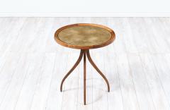 Mid Century Modern Swag Leg Side Table with Leather Top - 3352982