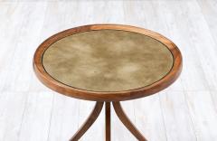 Mid Century Modern Swag Leg Side Table with Leather Top - 3353000
