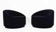 Mid Century Modern Swivel Tub Chairs in Black Mohair - 1304251