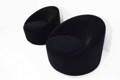 Mid Century Modern Swivel Tub Chairs in Black Mohair - 1304258