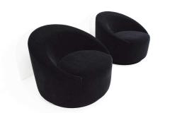 Mid Century Modern Swivel Tub Chairs in Black Mohair - 1304259